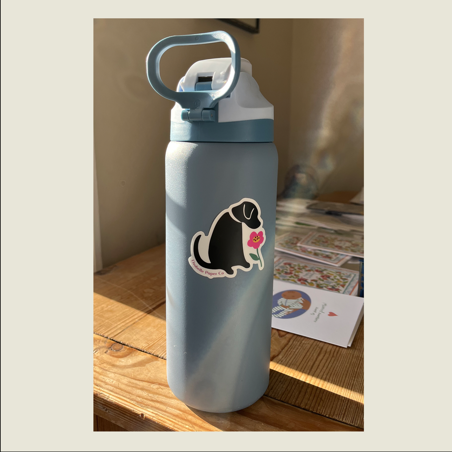 Black Lab & Flower Sticker