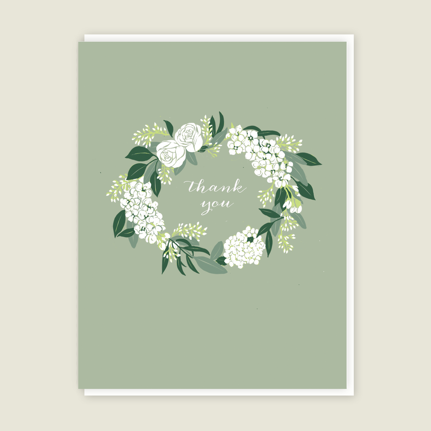 Green Wreath Thank You card