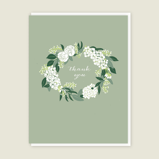 Green Wreath Thank You card
