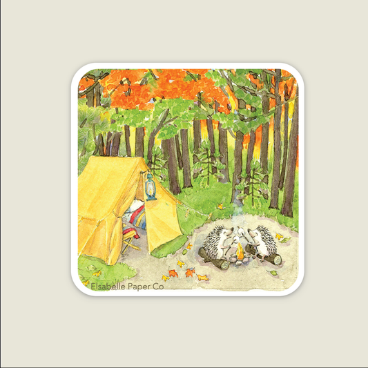 Hedgehog Camping Sticker