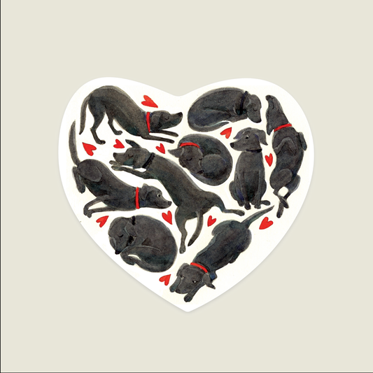 Black Labradors Heart Sticker
