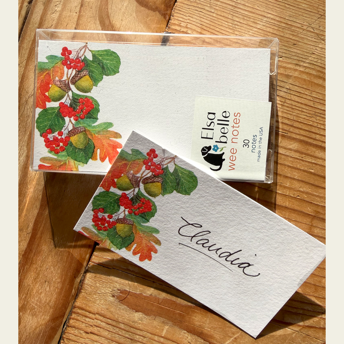 Elsabelle Wee Note Cards-Holiday Acorns
