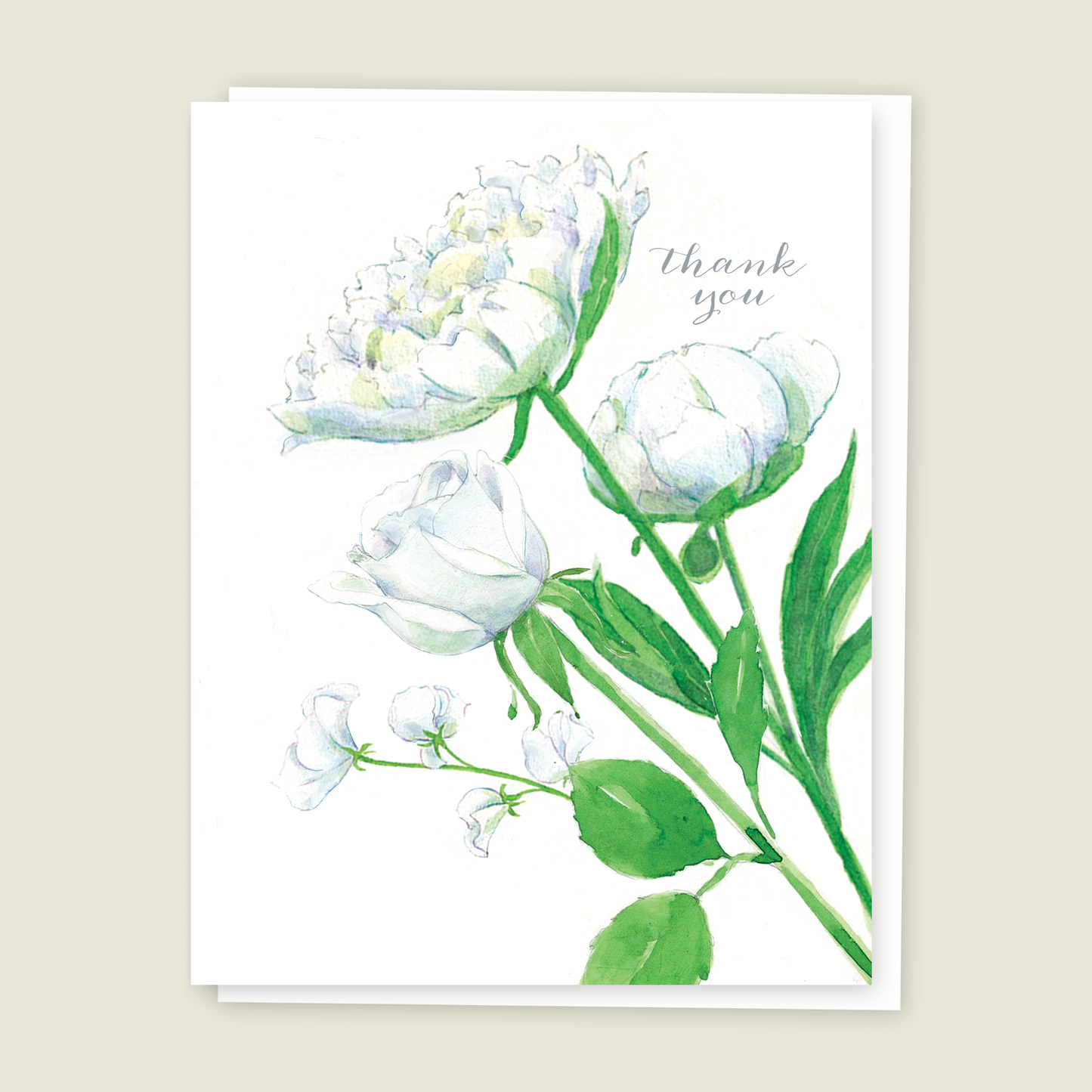 White Flowers Thank You card
