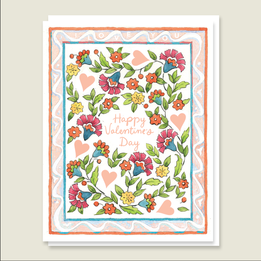 Flower Hearts Valentine Card, Seasonal