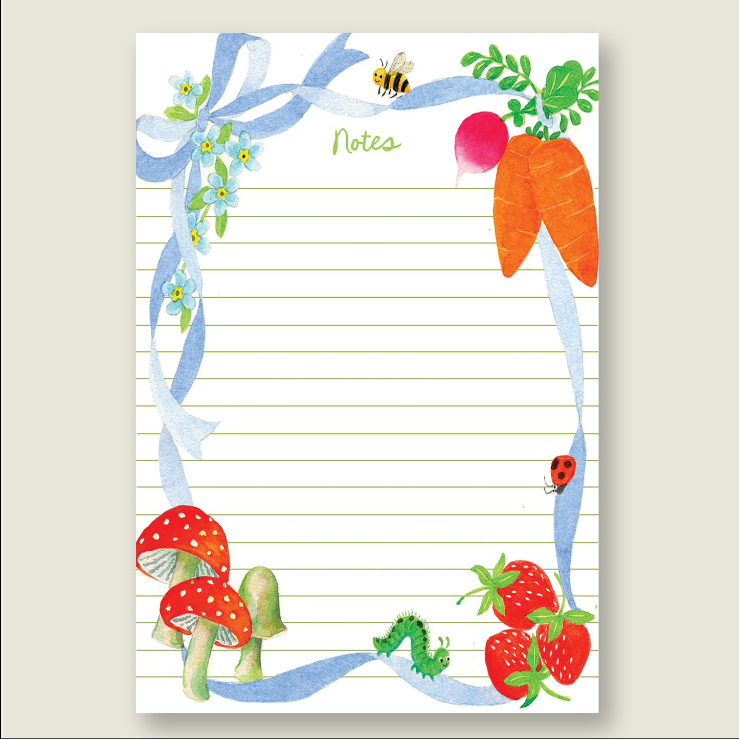 Mushroom Strawberries Ribbon Notepad