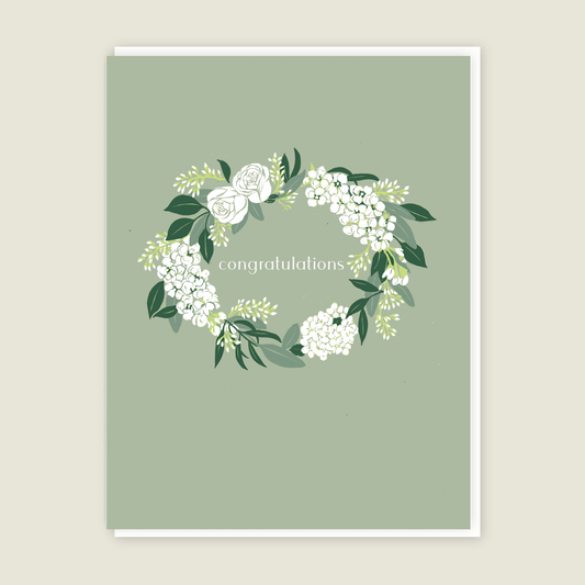 Greens Wreath Congratulations card